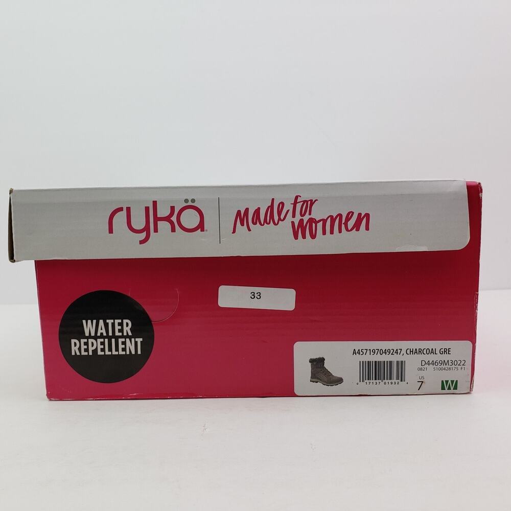 Ryka Brisk Womens Sz 7W Charcoal Grey Water Repellent Quilted Ankle Winter Boots - Picture 11 of 12